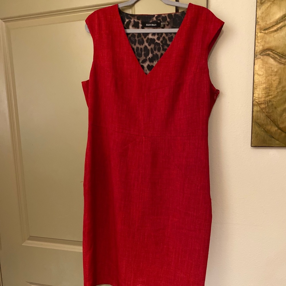 Ellen Tracy size 16 red sleeveless dress